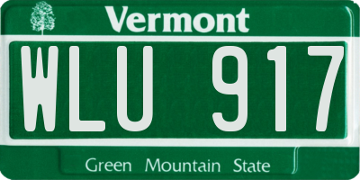 VT license plate WLU917