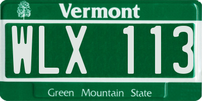 VT license plate WLX113