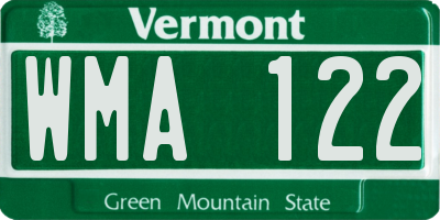 VT license plate WMA122