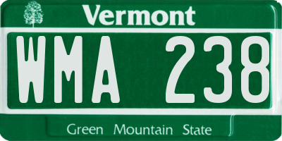 VT license plate WMA238