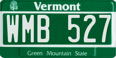 VT license plate WMB527