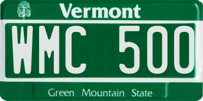 VT license plate WMC500