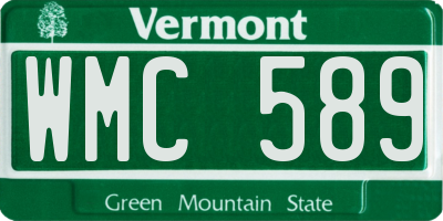 VT license plate WMC589