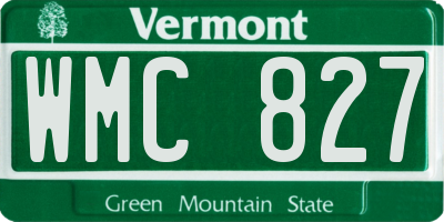 VT license plate WMC827