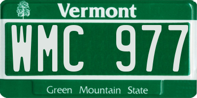 VT license plate WMC977