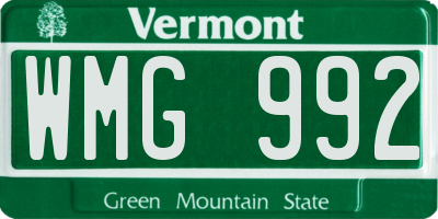 VT license plate WMG992