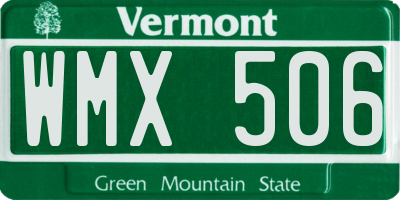 VT license plate WMX506