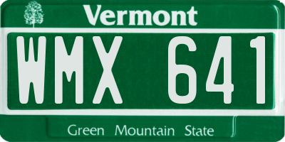 VT license plate WMX641