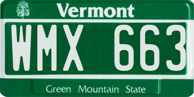 VT license plate WMX663