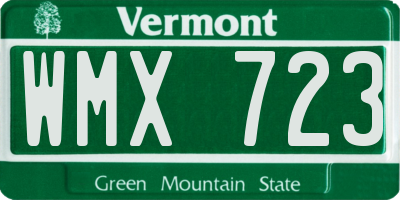 VT license plate WMX723