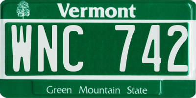 VT license plate WNC742