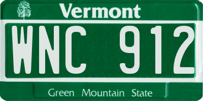 VT license plate WNC912