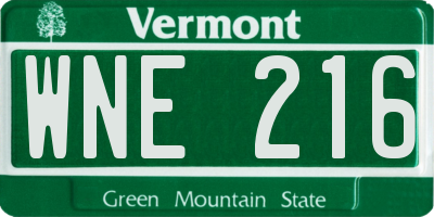 VT license plate WNE216