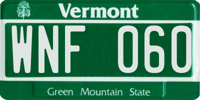 VT license plate WNF060
