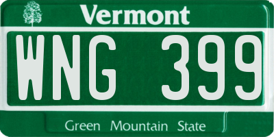 VT license plate WNG399