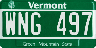 VT license plate WNG497