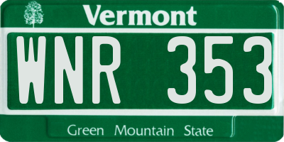 VT license plate WNR353
