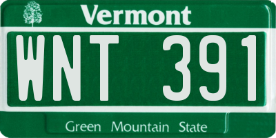 VT license plate WNT391