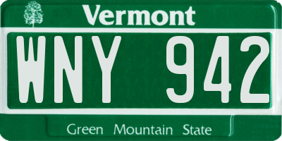 VT license plate WNY942