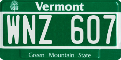 VT license plate WNZ607