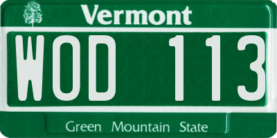 VT license plate WOD113