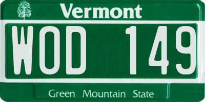 VT license plate WOD149