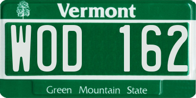VT license plate WOD162