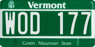 VT license plate WOD177