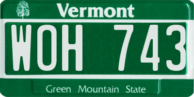 VT license plate WOH743