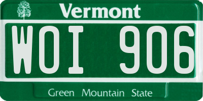 VT license plate WOI906
