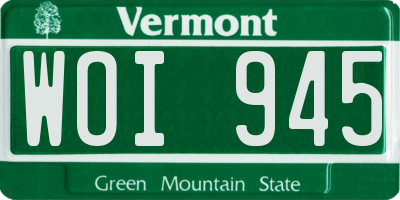 VT license plate WOI945