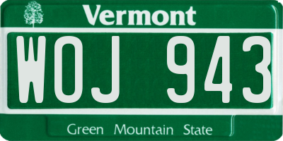 VT license plate WOJ943