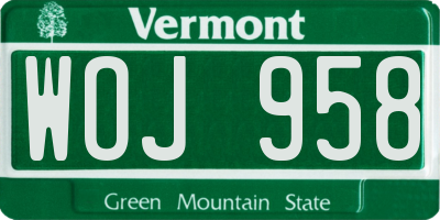 VT license plate WOJ958