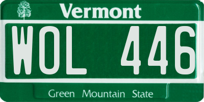 VT license plate WOL446