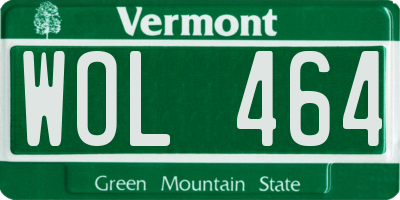 VT license plate WOL464
