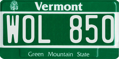 VT license plate WOL850