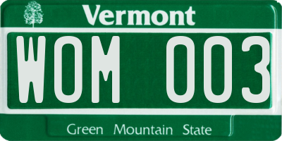 VT license plate WOM003