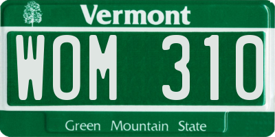VT license plate WOM310