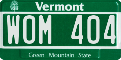 VT license plate WOM404
