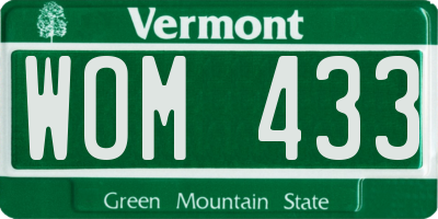 VT license plate WOM433