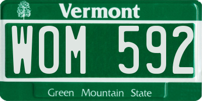 VT license plate WOM592