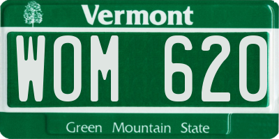 VT license plate WOM620