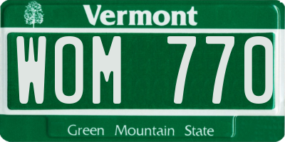 VT license plate WOM770