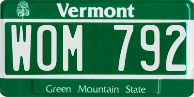 VT license plate WOM792