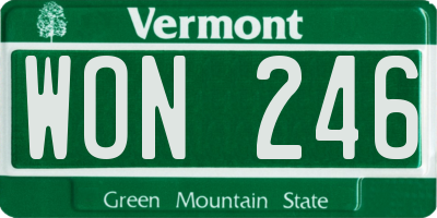 VT license plate WON246