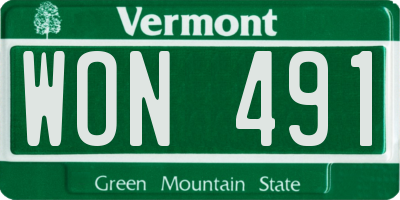 VT license plate WON491