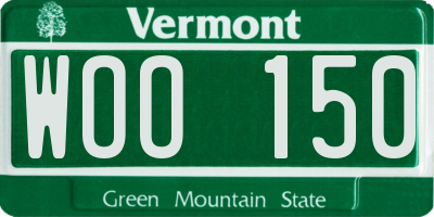 VT license plate WOO150