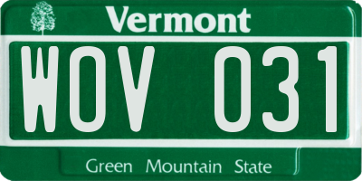 VT license plate WOV031