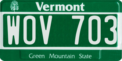 VT license plate WOV703