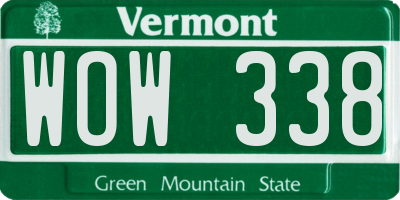 VT license plate WOW338